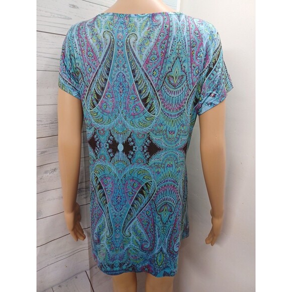 Unity World Wear Women's Bohemian Top M Boho Tribal V-Neck Embellished Blouse - Picture 5 of 10